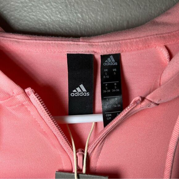 NEW Adidas pink cropped boxy fit full zip hoodie women’s size small - Picture 7 of 8